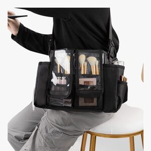 Black Multi-Pocket Makeup Bag